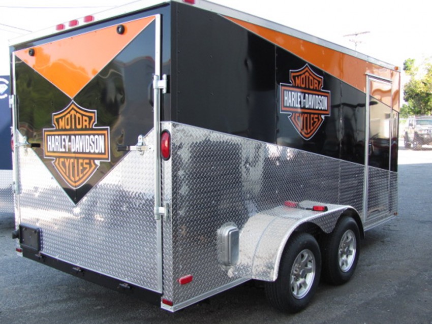 7′ x 14′ Tandem Axle V Nose Cargo Trailer – Motorcycle Package ...